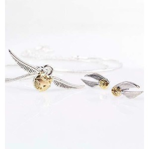 Harry Potter set: Golden Snitch earrings and necklace