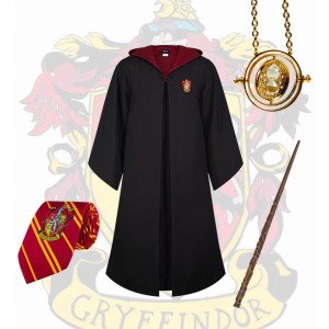 Gryffindor-Toga-Set Hermine-Cosplay mit Krawatte, Zauberstab und Zeitumkehrer